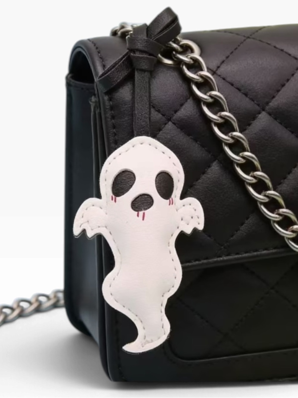 Ghost Faux Leather Wristlet Keychain Halloween Bag Charm